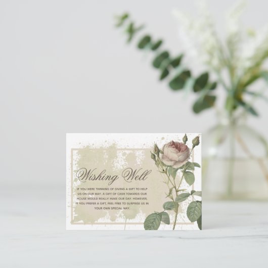 Burgund Rustikale Flora Moderne Wunschhochzeit Begleitkarte (Stehend Vorderseite)