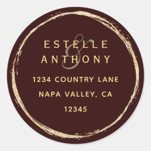 Burgund Rustikale Goldschmiede und Rücksendeadress Runder Aufkleber