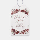 Burgund Rustikale Herbstblütenhochzeit Geschenkanhänger (Vorderseite)