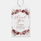 Burgund Rustikale Herbstblütenhochzeit Geschenkanhänger (Rückseite)