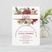 Burgund Rustikale Rose Pastell Floral Ostersonntag Einladung (Stehend Vorderseite)