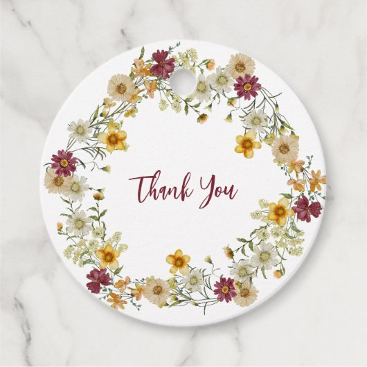 Burgund rustikale Wildblume Geschenkanhänger (Vorderseite)