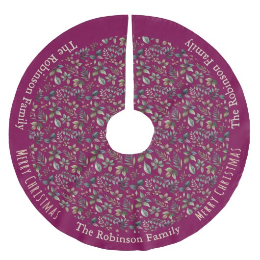 Burgund Rustikaler Bauernhof Weihnachten Polyester Weihnachtsbaumdecke (Vorderseite)