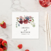 Burgund Rustikaler, blumengemaschter Hochzeitscock Serviette (Beispiel)