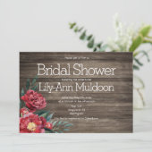 Burgund Rustikales Brautparty Einladung (Stehend Vorderseite)