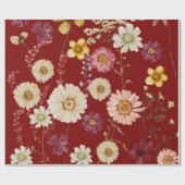 Burgund Rustikales Wildblume Wrapping Paper Geschenkpapier (Flach)
