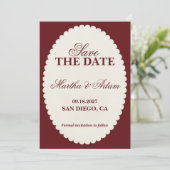Burgund Save-the-Date Einladung (Stehend Vorderseite)