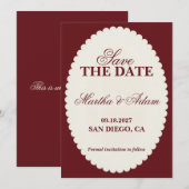 Burgund Save-the-Date Einladung (Vorne/Hinten)