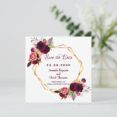 Burgund Save the Date Hochzeitsflorale (Stehend Vorderseite)