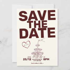 Burgund Save the Date Illustration Einladung