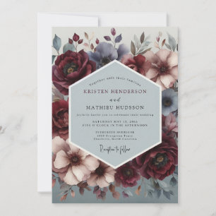 Burgund-Schiefer-Chiaroscuro-Hochzeit Einladung