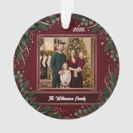Burgund-Schmuck-Familienfoto-Weihnachten-Acryl Ornament