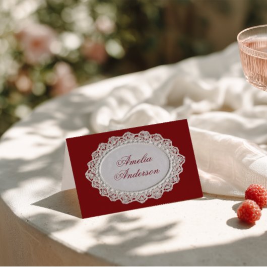 Burgund-Schmuckdeckchen-Hochzeitsplatzkarten im St Tischnummer