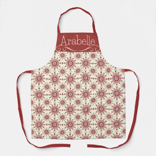 Burgund-Schneeflocken auf Creme-Schürze Schürze (Vorderseite)