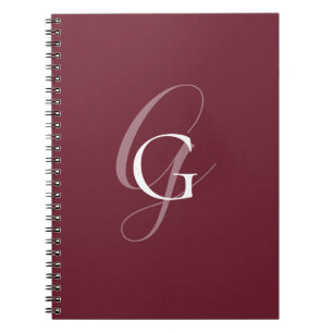 Burgund Schrift Monogramm Buchstabe Notizbuch Notizblock