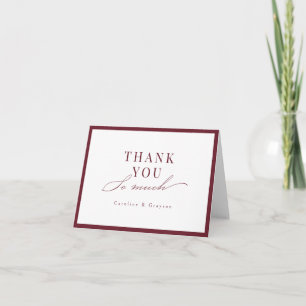 Burgund Schrift-Typografie Hochzeit Dankeskarte