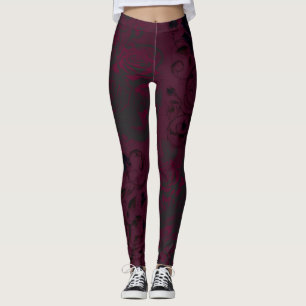 Burgund & Schwarz Dark Garden Gothic Glam Leggings