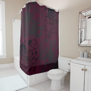 Burgund & Schwarz Dark Garden Gothic Glamour  Duschvorhang