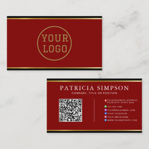 Burgund Schwarz Gold QR-Code, Logo & Soziale Med Visitenkarte