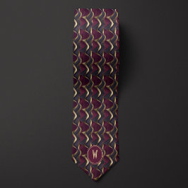 Burgund, Schwarz und Gold Abstrakt Krawatte
