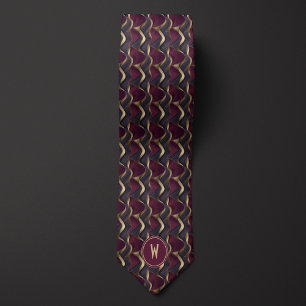 Burgund, Schwarz und Gold Abstrakt Krawatte