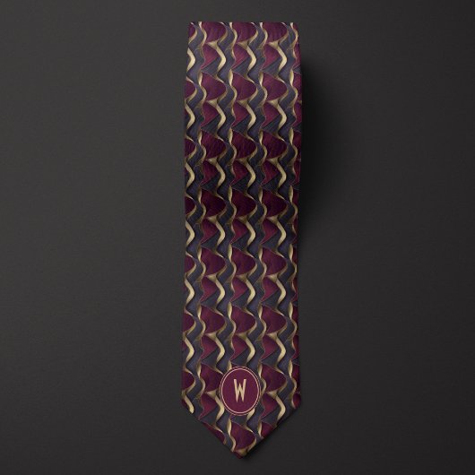 Burgund, Schwarz und Gold Abstrakt Krawatte