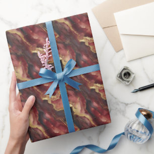Burgund, Schwarz und Goldmarmor Geschenkpapier