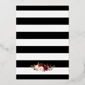 Burgund Schwarz-weiße Streifen Geburtstagsparty Folieneinladung (Rückseite)