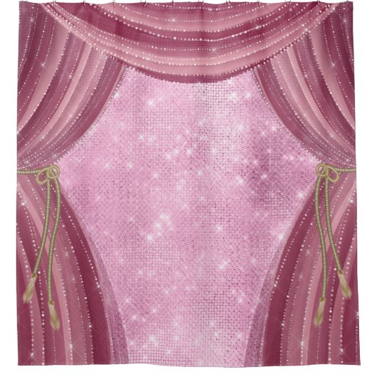 Burgund Sheer Pink Glitzer Glam Duschvorhang (Vorderseite)