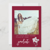 Burgund sie tat es Abschluss Foto Einladung (Rückseite)