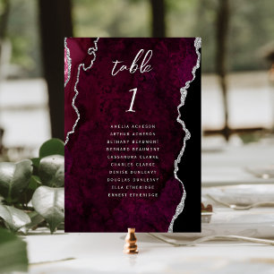 Burgund Silber Achat Hochzeit Tischnummer