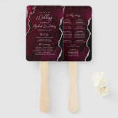 Burgund Silber-Achat-Schrift Hochzeitsprogramm Fächer (Vorne und Hinten)