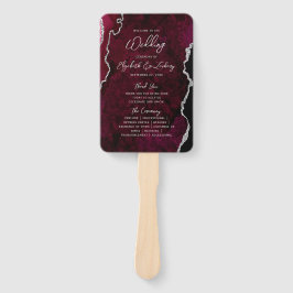 Burgund Silber-Achat-Schrift Hochzeitsprogramm Fächer