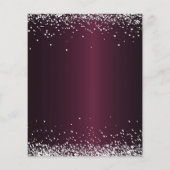 Burgund Silberfloralen Budget Einladung Hochzeit (Rückseite)