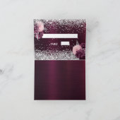 Burgund Silberne Blume Hochzeit Platzkarte Karte (Innenseite)