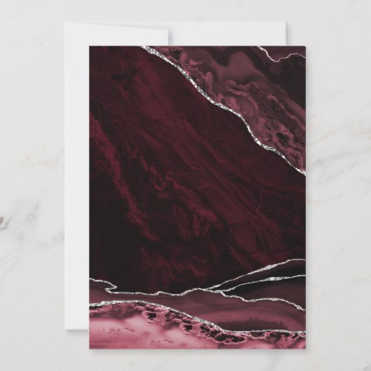 Burgund Silver Agate 30. Geburtstag Einladung (Rückseite)