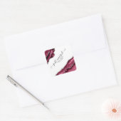 Burgund & Silver Agate Borders Just Married Quadratischer Aufkleber (Umschlag)