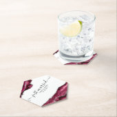 Burgund & Silver Agate Borders Just Married Untersetzer (Vor Ort)