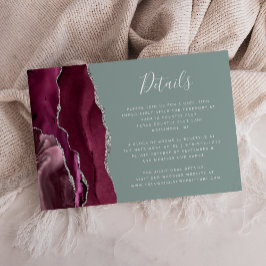 Burgund Silver Agate Sage Green Wedding Details Begleitkarte