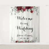 Burgund Silver Eukalyptus Willkommen bei unserer H Wandteppich (Vorderseite)