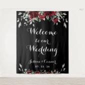 Burgund Silver Eukalyptus Willkommen bei unserer H Wandteppich (Vorderseite)