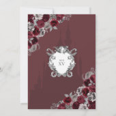 Burgund Silver Princess Castle Quinceañera Einladung (Rückseite)