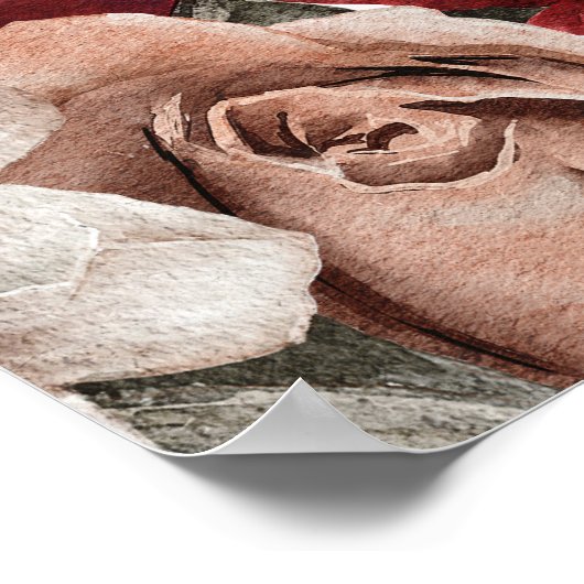 Burgund Silver Watercolor Blumenhochzeit Willkomme Poster (Ecke)