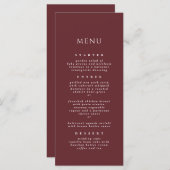 Burgund Simple Chic Moderne Elegantes Abendessen H Menükarte (Vorne/Hinten)