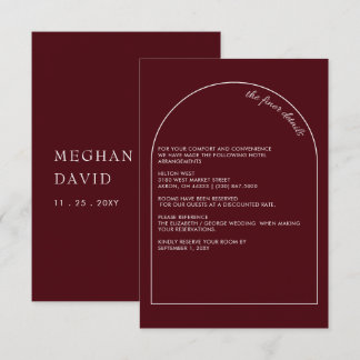 Burgund Simple Elegante Moderne Hochzeit Begleitkarte