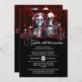 Burgund Skelett Brautbäume Hochzeitstag gotisch Einladung (Vorne/Hinten)