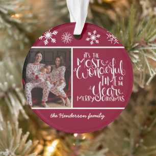 Burgund Snowflake Wunderbare Zeit des Jahres Ornament