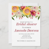 Burgund Sonnenblumen Blumendusche Einladung (Vorderseite)