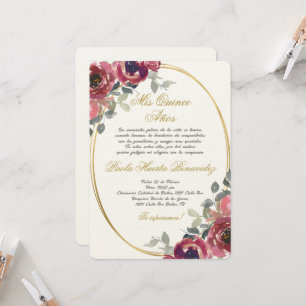 Burgund Spanisch Quinceanera Einladung