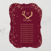 Burgund Sparkle Sitzplan Einladung (Vorne/Hinten)